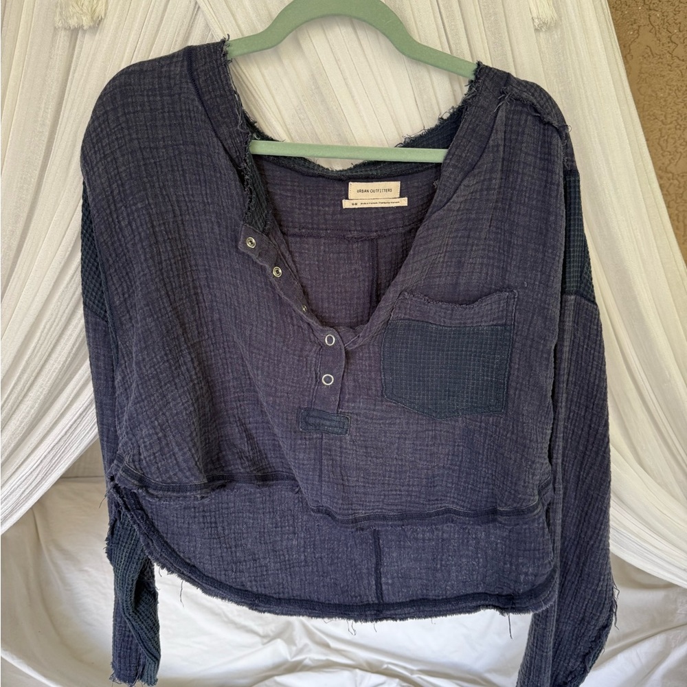 Urban Outfitters Dark Blue Textured Long Sleeve